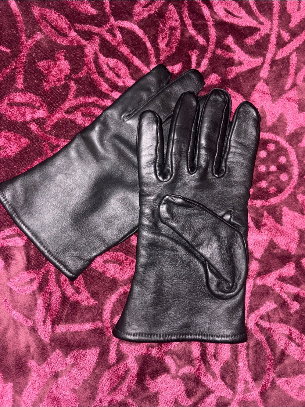 Vintage Black Leather Military Gloves Size 9 – SAMCO Wool Lined Government Issue